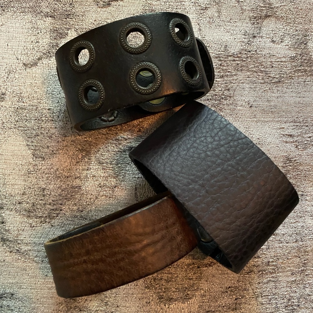 Set of 3 Leather Cuffs / Bracelets